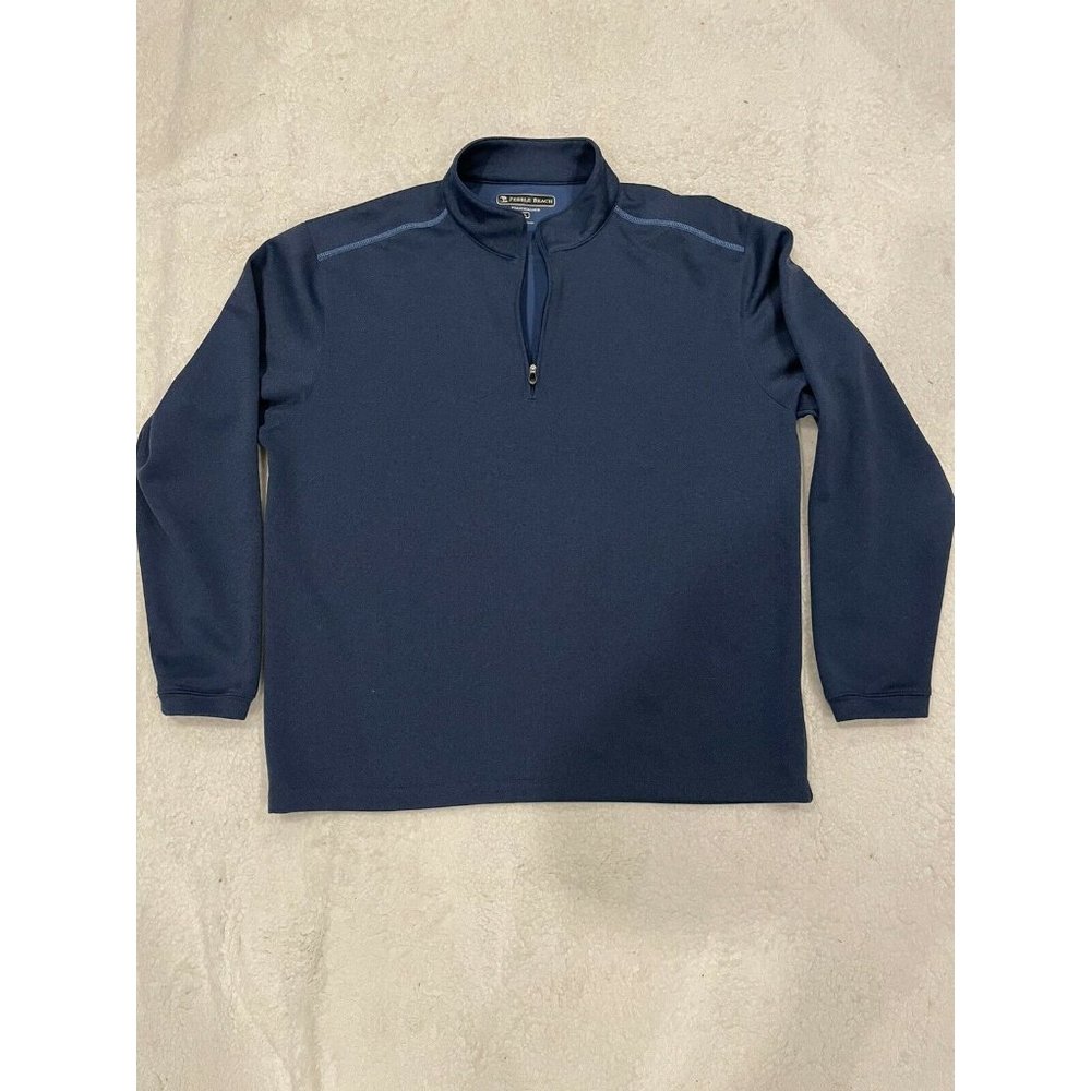 Pebble Beach Mens Pullover 1/4 Zip Performance Golf Jacket Long Sleeve - L Blue